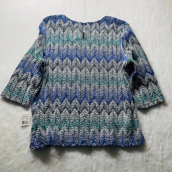 NWT Alfred Dunner Womens Multicolor Aurora Borealis Zigzag Print Knit Top Sz XL - Picture 1 of 7